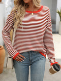 Anokhinaliza Mandy Striped Round Neck Long Sleeve Sweater