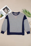 Anokhinaliza Exposed Seam Striped Long Sleeve Sweatshirt