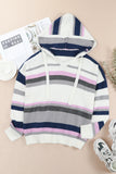 Anokhinaliza Plus Size Striped Long Sleeve Hooded Sweater