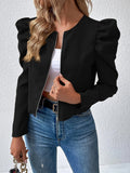 Anokhinaliza Zip Up Puff Sleeve Jacket