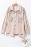 Anokhinaliza Sequin Button Up Dropped Shoulder Jacket