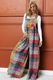 Anokhinaliza Double Take Full Size Plaid Sleeveless Fleece Wide Leg Jumpsuit