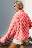 Anokhinaliza Double Take Checkered Long Sleeve Fuzzy Jacket