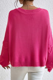 Anokhinaliza Pearl Trim Heart V-Neck Sweater