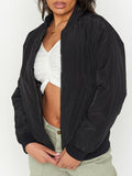 Anokhinaliza Zip Up Baseball Collar Jacket with Pockets