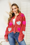 Anokhinaliza Heart Sequin Dropped Shoulder Jacket