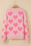 Anokhinaliza Valentine's Day Heart Jacquard Round Neck Sweater