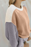 Anokhinaliza Color Block Round Neck Drop Shoulder Sweater