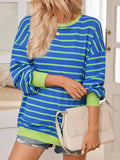 Anokhinaliza Lovelet Striped Contrast Long Sleeve Sweatshirt