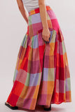 Anokhinaliza Color Block Elastic Waist Maxi Skirt