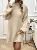 Anokhinaliza Devine Mock Neck Long Sleeve Mini Sweater Dress