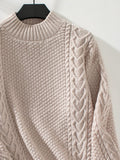 Anokhinaliza Cable-Knit Mock Neck Long Sleeve Sweater