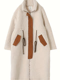 Anokhinaliza Plus Size Drawstring Zip Up Turtleneck Sherpa Coat