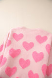 Anokhinaliza Valentine's Day Heart Jacquard Round Neck Sweater