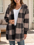 Anokhinaliza Plaid Long Sleeve Hooded Coat