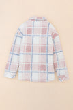 Anokhinaliza Plaid Button Up Collared Neck Sherpa Jacket