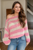 Anokhinaliza Striped Boat Neck Long Sleeve Sweater