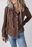 Anokhinaliza Drawstring Button Up Long Sleeve Hooded Jacket