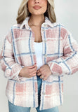 Anokhinaliza Plaid Button Up Collared Neck Sherpa Jacket