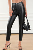 Anokhinaliza Zip Up PU Leather Skinny Cropped Pants