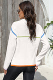 Anokhinaliza Contrast Half Zip Drop Shoulder Sweater