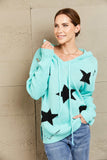 Anokhinaliza Woven Right Star Distressed Slit Hooded Sweater