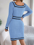 Anokhinaliza Contrast Trim Long Sleeve Sweater Dress