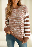 Anokhinaliza Striped Round Neck Dropped Shoulder Sweater