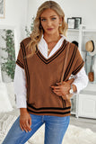 Anokhinaliza Striped Trim V-Neck Sweater Vest