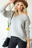 Anokhinaliza Side Slit Boat Neck Long Sleeve Sweater