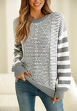 Anokhinaliza Striped Round Neck Dropped Shoulder Sweater