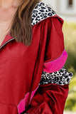 Anokhinaliza Leopard Zip Up Long Sleeve Hooded Jacket