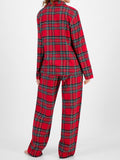 Anokhinaliza Plaid Collared Neck Button Up Top and Pants Lounge Set