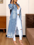 Anokhinaliza Long Sleeve Raw Hem Denim Jacket