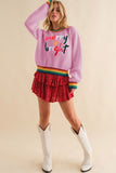 Anokhinaliza MERRY & BRIGHT Ribbed Round Neck Sweater