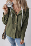 Anokhinaliza Drawstring Button Up Long Sleeve Hooded Jacket