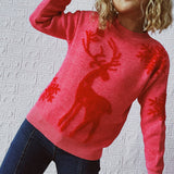 Anokhinaliza Reindeer and Snowflake Pattern Sweater