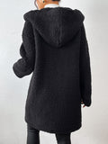 Zip Up Long Sleeve Sherpa Hooded Coat