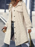 Anokhinaliza Fuzzy Button Up Long Sleeve Longline Coat