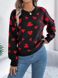 Anokhinaliza Heart Round Neck Long Sleeve Sweater