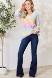 Anokhinaliza BiBi Rainbow Gradient Crochet Deetail Sweater