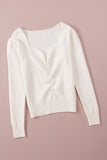 Anokhinaliza Ruched Sweetheart Neck Long Sleeve Sweater