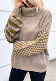 Anokhinaliza Striped & Checkered Turtleneck Dropped Shoulder Sweater