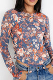 Anokhinaliza Floral Round Neck Long Sleeve T-Shirt