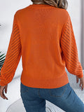 Anokhinaliza Openwork Round Neck Long Sleeve Knit Top