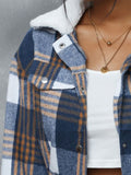 Anokhinaliza Plaid Snap Down Collared Neck Cropped Jacket