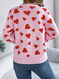 Anokhinaliza Heart Round Neck Long Sleeve Sweater