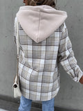 Anokhinaliza Plaid Dropped Shoulder Hooded Jacket