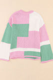 Anokhinaliza Color Block Round Neck Drop Shoulder Sweater