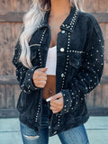 Anokhinaliza Studded Collared Neck Button Down Jacket